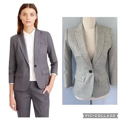 J.CREW Sidney Super 120’s Blazer Wool Jacket Light Gray 3/4 Sleeve Size 0 EUC • $39.99