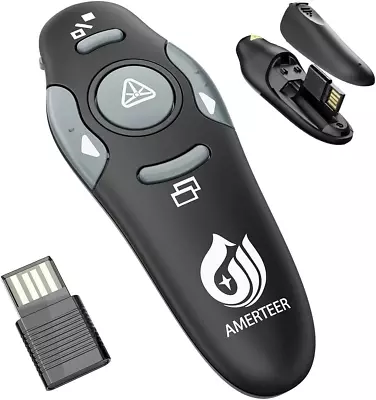 AMERTEER Wireless Presenter 2.4GHz Powerpoint Presentation Remote Control Laser • £13.05