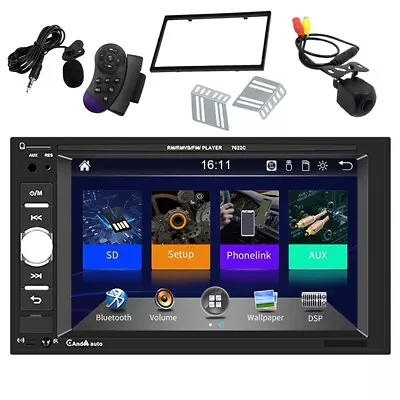 7  Double 2Din Touch Screen Car Stereo Radio BT Carplay Android Auto+MIC+CAM+SWC • $44.89