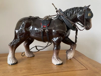£15.99 • Buy Vintage Large Brown Shire Horse With Tac Ornament 14 Inch Figurine No2