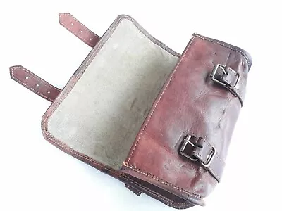 Real Vintage Leather Saddle Bag BROWN Motorcycle Front Fork Tool Pouch Handlebar • $36.93