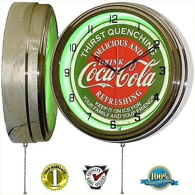 16  Drink Coca-Cola Thirst Quenching Coke Sign Green Neon Clock  • $205.49