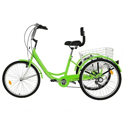 $159.59 • Buy 24  7 Speed Adult Tricycle 3-Wheel Trike Cruiser Bicycle W/Basket For Shopping