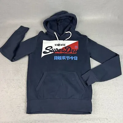 Superdry Hoodie Sweatshirt Men Small Blue Cotton Polyester Japan Vintage Hip Hop • $17.97