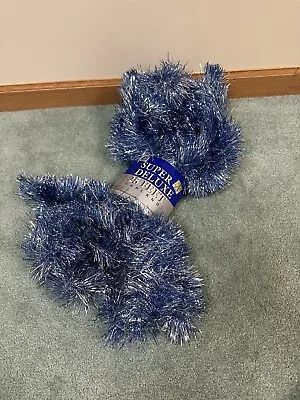 Vintage Young Craft Super Deluxe Tinsel Garland Blue & Silver 25' NOS Christmas • $11.99