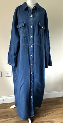 £36 • Buy Women's Denim Shirt Dress 22 Button Down Dress Long Length