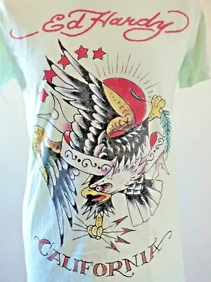 BNWT Mens Ed Hardy Cali-Eagle Aqua Light Blue California Pure Cotton T-Shirt M  • £35