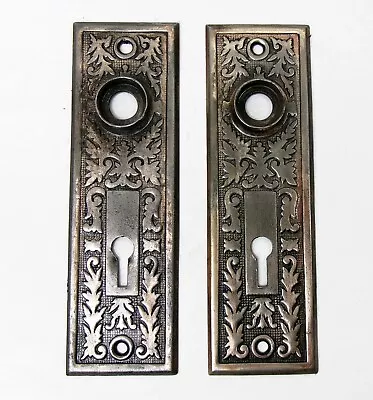 Pair Antique Vintage Victorian Eastlake Ornate Backplates Door Plates Reclaimed • $44.99