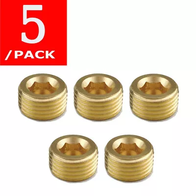 5Pcs Male 3/8  NPT Brass Internal Hex Head Socket Pipe Plugs End Cap Accessories • $9.35