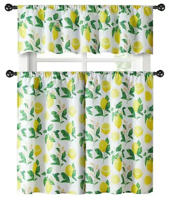 Kate Aurora Country Lemon Vine Complete 3 Pc. Kitchen Curtain Tier & Valance Set • $17.99