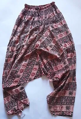 Yoga/meditation Trousers Pink Patterned Size 8-10 Elaticated Waist • $8.72