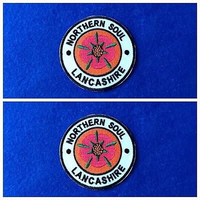 A Pair Of Northern Soul Patches Sew / Iron On Badges (k) Lancashire Red Rose • £6.49