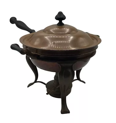 Sternauware Round Copper Chafing Dish W/ Burner Stand Bain Marie S. Sternau Co. • $69