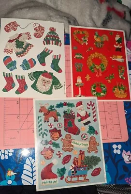 Vintage Hallmark Stickers Christmas Stickers Lot Of 3 Sheets (Lot#2) • $6