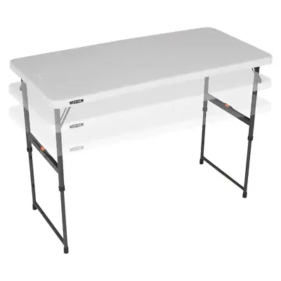 One Hand Adjustable Height Fold-In-Half Table Home Office Tailgate 4 Ft.  • $65.65