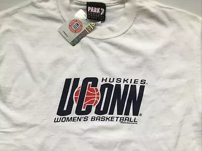NWT * UConn Women Huskies White Cotton Crew Neck Short Sleeves T-Shirt (Medium) • $14.99