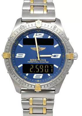 $2450 • Buy Breitling Aerospace Titanium & Yellow Gold Blue Dial Mens 40mm Watch B/P F65362