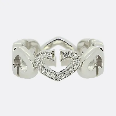 Cartier C De Cartier Diamond Hearts Ring Size L (52) - 18ct White Gold • £1815
