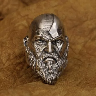 God Of War Kratos Ring 925 Sterling Silver Biker Punk Jewellery TA313B UK N½~Z6 • £104.40