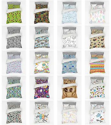Ambesonne Sketch Pattern Bedding Set Duvet Cover Sham Fitted Sheet In 3 Sizes • £78.17