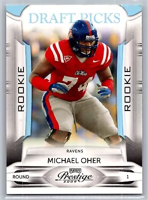 2009 Playoff Prestige Draft Picks Light Blue /999 Michael Oher #177 Rookie RC • $3.50