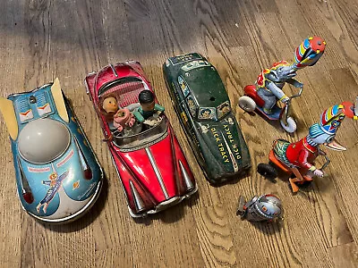 Lot Of 6 Vintage 1950's/60's Tin Toys Dick Tracy & Universe Car Robot Elephant • $20