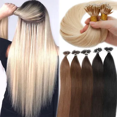 Straight Micro Beads European Remy Nano Ring Human Hair Extensions 24 Inches D35 • $45.79