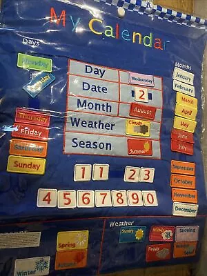 Fiesta Crafts Kids My Calendar Blue Fabric Wall Hanging Chart Detachable Pieces • £36.99