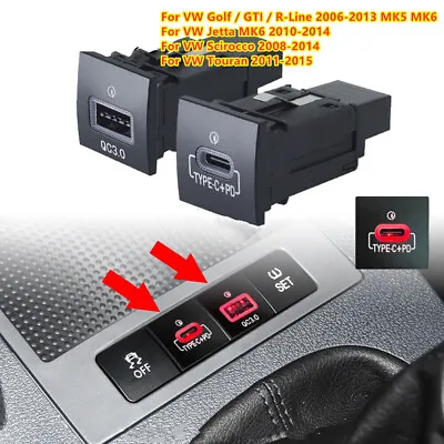 USB QC3.0 Charger PD Kit For VW Jetta MK6 2010-14 Golf GTI R-Line 2006-2013 MK5 • $19.75