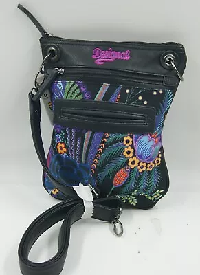 Desigual Bandolera Women's Handbag Black Canvas Leather Paisley Crossbody Bag • $84.61