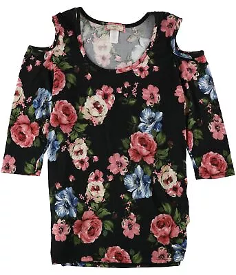 C'est La Vie Womens Floral Cold-Shoulder Knit Blouse • $37.86