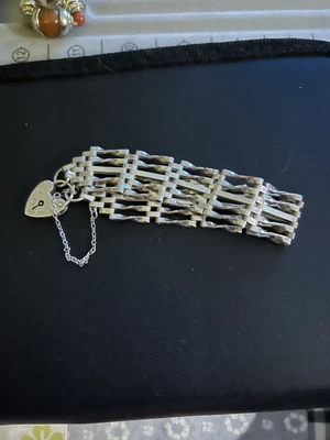 5 Bar Gate Bracelet Vintage In Silver Hallmarked 1976 • £30