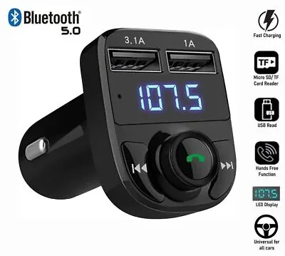 Bluetooth 5.0 Car Wireless FM Transmitter Adapter MP3 2USB PD Charger Hands-Free • £1.99