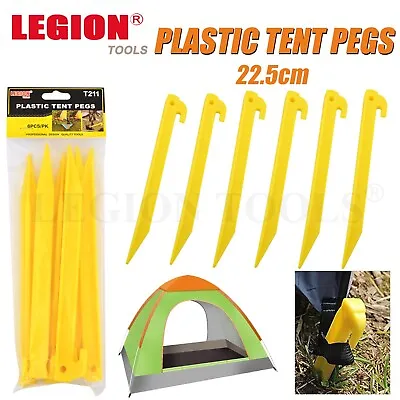 22.5CM Plastic Tent Pegs Nails Sand Ground Stakes With Hooks Outdoor Camping • $7.90