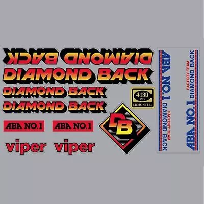 Diamond Back - 1984 VIPER - RED YELLOW - On CLEAR Decal Set - Old School Bmx • $66