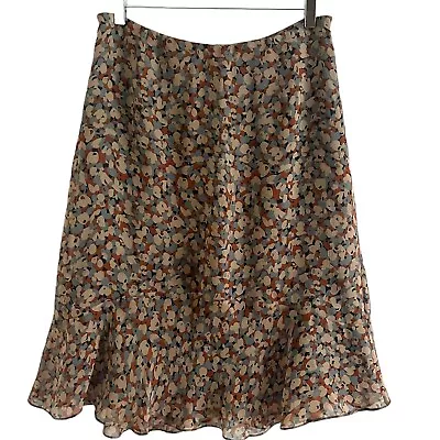 Charter Club Silk Skirt Womens 10 Floral Chiffon A Line Retro Colorful • $22.97