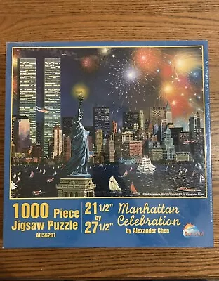 NEW SunsOut Manhattan Celebration 1000 Piece Jigsaw Puzzle With The Twin Towers • $11.24