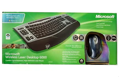 Microsoft Wireless Desktop 6000 Keyboard & Laser Mouse Combo Comfort Curve PS2 • $140