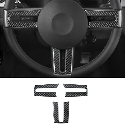 3Pcs Carbon Fiber Interior Steering Wheel Cover Trim For Ford Mustang 2005-2009 • $10.50