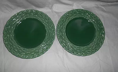 2 MIKASA Green Flower Basket Hunter Round Platter Chop Plate Charger Easter • $19.99