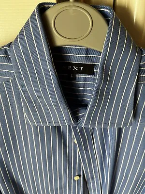 Mens Next Size L Blue And White Pinstriped Shirt • £5.99