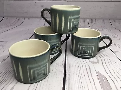 4 Mikasa Potter's Craft Firesong Green Abstract Coffee Tea Cup HP300 ~ Japan  • $18
