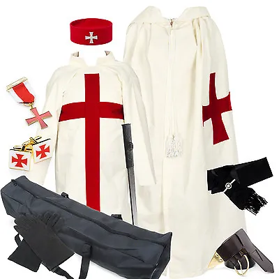 Knights Templar (KT) Full Regalia Pack Tunic Mantle Hat Case Sash Jewels • $555.26