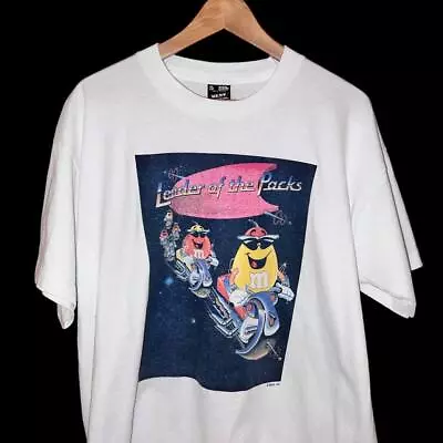 VTG 90s M&Ms Leader Of The Pack Motorcycle Graphic Candy Snack Promo T Shirt XL • $13.97