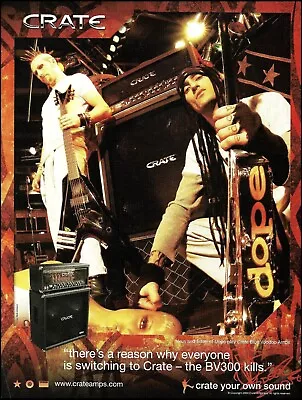 Dope (band) Virus & Edsel 2004 Crate Blue Voodoo Guitar Amps Amplifier Ad Print • $4