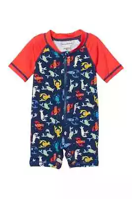 Tommy Bahama 18M Infant Boy's 1 Pc Rash Guard Bodysuit Swimsuit Shrimp Blue Red • $19.90