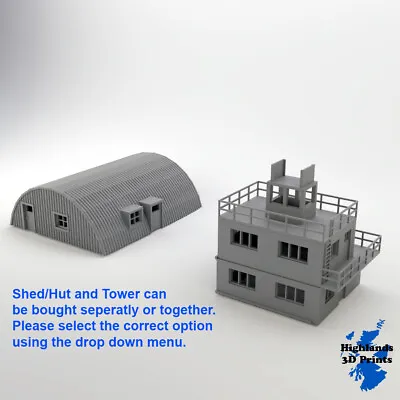RAF Airtower And Shed 20mm 1:72 WW2 Building Terrain Tabletop Gaming 3D Print • £21.99