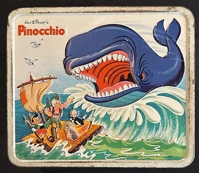 Vintage Disney Pinocchio Metal Lunchbox Aladdin 1971 No Thermos • $79.99