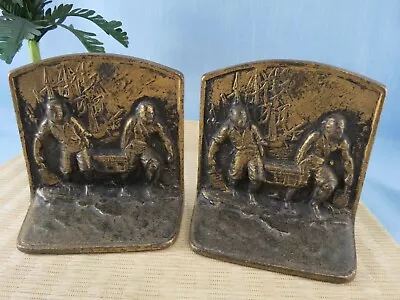 Circa 1925 Hubley Bookends 'Pirate Booty' Ship Treasure Chest • $24.95