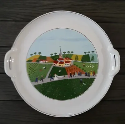 Villeroy & Boch NAIF WEDDING Round Handled Cake Plate Tray VITRO-Porcelain • $49.98